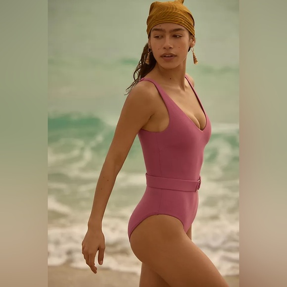 JETS ISLA RIB V-NECK BELTED ONE-PIECE SWIMSUIT